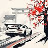Porsche 911 GT3 RS Japanische Sumi-e-Malerei von MIROKKU