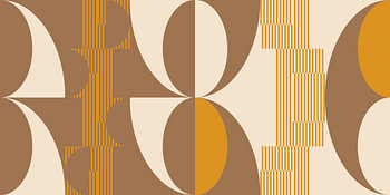 Retro geometry with circles and stripes in Bauhaus style in brown, white, ocher