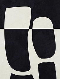 Moderne abstrakte organische, geometrische Kunst, Beige und Schwarz.