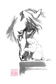 Pferd und Katze von Péchane Sumie