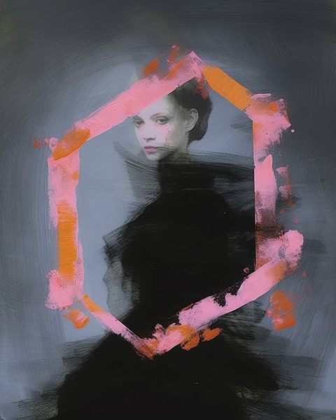 Abstract portret &quot;A touch of neon&quot; van Carla Van Iersel