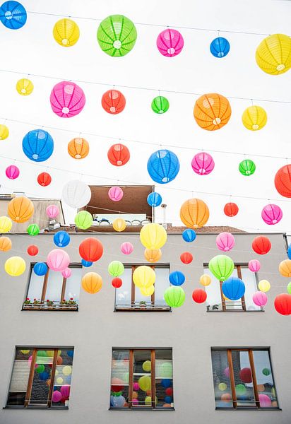 colorful lanterns at the beginning of summer in Kempten in Allgäu by Leo Schindzielorz