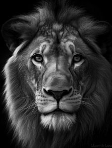 Majestic Monochrome: Een Leeuwenportret in Zwart-Wit
