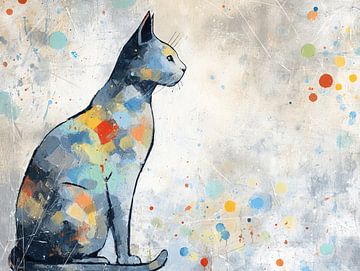 Kat Kleur | Kat Abstract van Abstract Schilderij