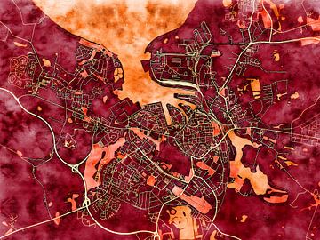 Karte von Wismar im stil 'Amber Autumn' von Maporia