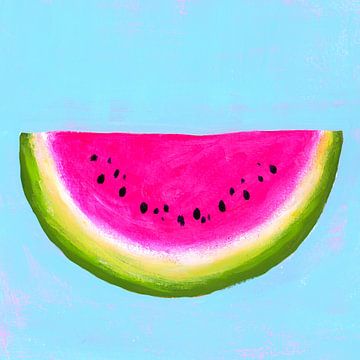 Lächelnde Wassermelone Acrylgemälde von Karen Kaspar
