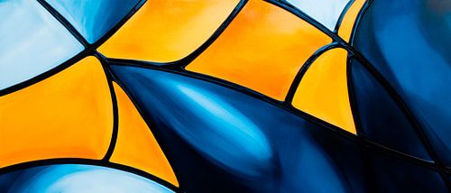 Gekleurde geometrische patronen in blauw