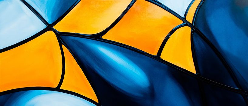 Coloured geometric patterns in blue by Poster Art Shop
