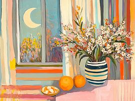 Blumen und Orangen von Blickfänger Gemälde