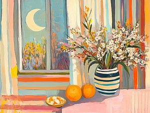 Blumen und Orangen