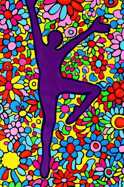 Painting Colourful Abstract | Flower Ballet Purple by ARTEO Paintings