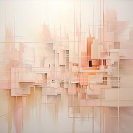 Squares lines light peach colours by TheXclusive Art