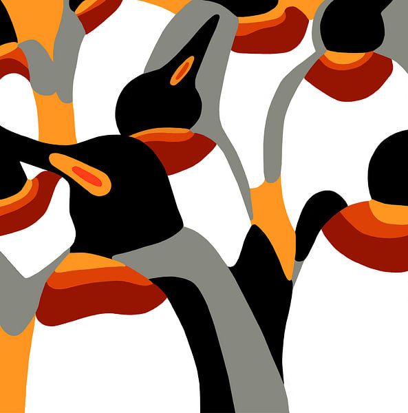 Pinguine auf Orange von Jole Art