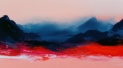 Abstracte bergen rood en blauw panorama