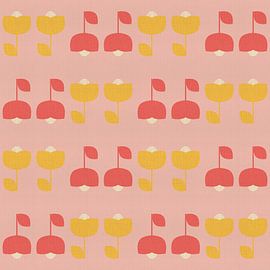 Skandinavisches Tulpenmuster in Rosa und Gelb von Dina Dankers