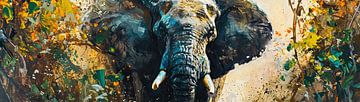 Malerei Bunter Elefant von Kunst Kriebels