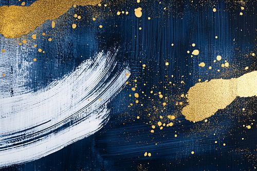 Abstract kunstwerk met gouden accenten.