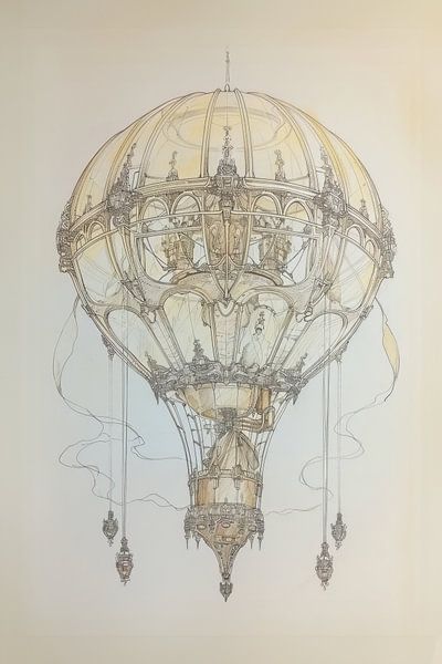 Drawing, Hot air balloon -4 by Peter Pen Drawings and Paintings
