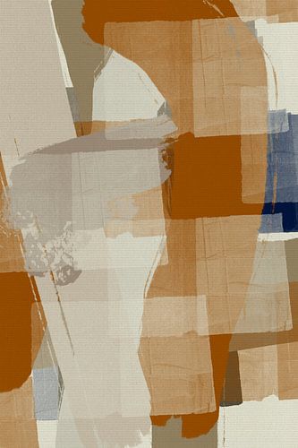 Minimalistisch abstract in crème en verbrand oranje