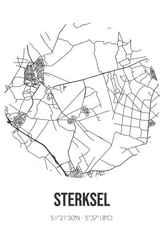 Sterksel (Noord-Brabant) | Karte | Schwarz und Weiß