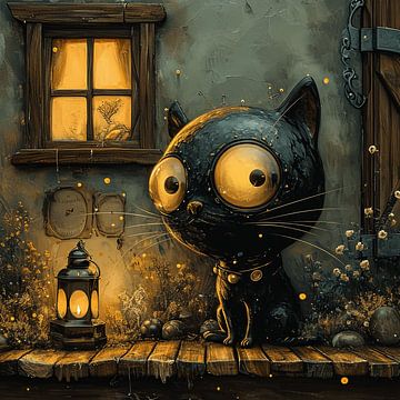 The Surprised Black Cat by Karina Brouwer