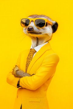 Stijlvol stokstaartje in geel van Poster Art Shop