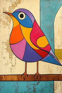 Oiseau avec couleurs | Oeuvre d'art moderne d'un oiseau coloré