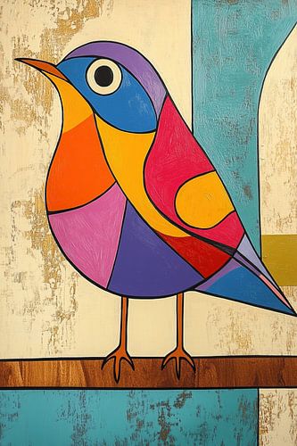 Vogel mit Farben | Modernes Kunstwerk eines bunten Vogels