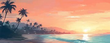Tropischer Sonnenuntergang Orange von Abstraktes Gemälde
