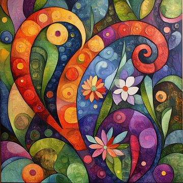 Abstracte bloemen en tentakels kleurrijk