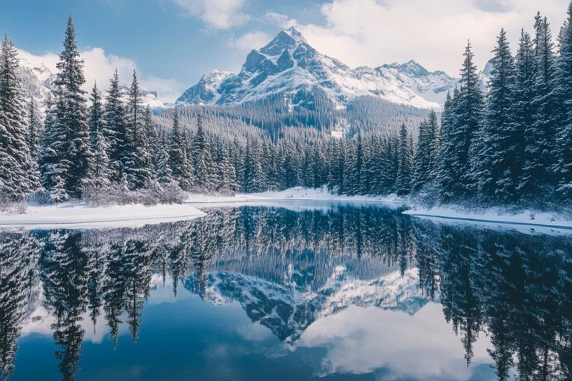 Paysage de montagne hivernal par Poster Art Shop