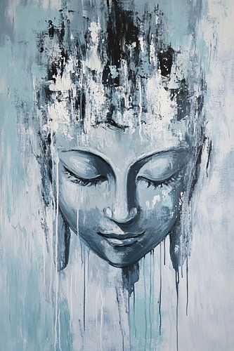 Boeddha-gezicht met verfdetails