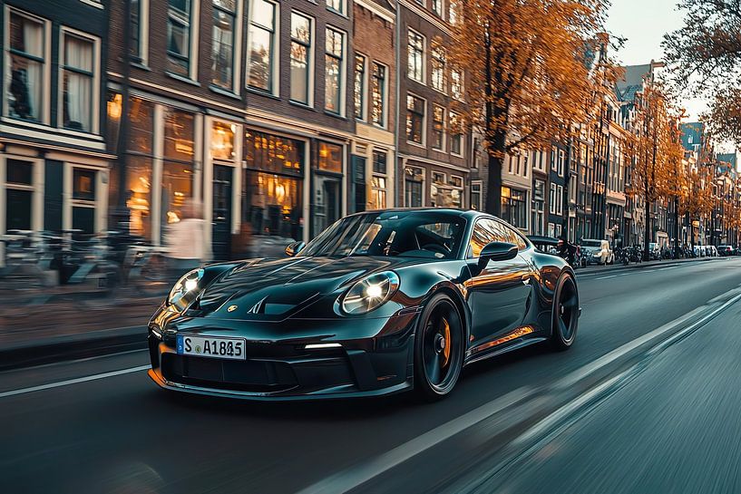 Ein schwarzer Porsche 911 GT3 von PixelPrestige