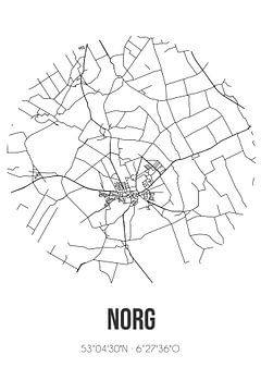 Norg (Drenthe) | Carte | Noir et blanc sur Rezona