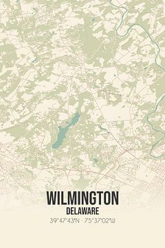 Alte Karte von Wilmington (Delaware), USA. von Rezona