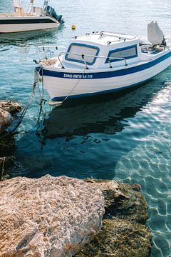 Greek boats at the quay - Mediterranean Sea by Marit Hilarius