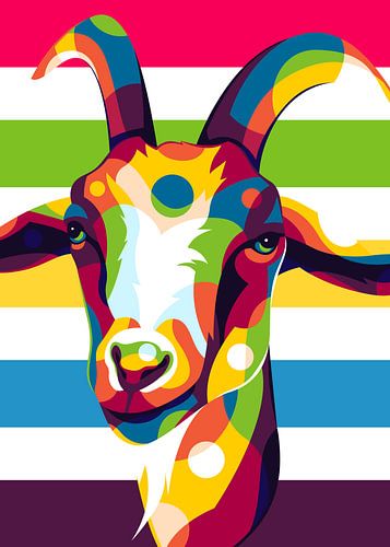 Het geitenportret in pop-artstijl