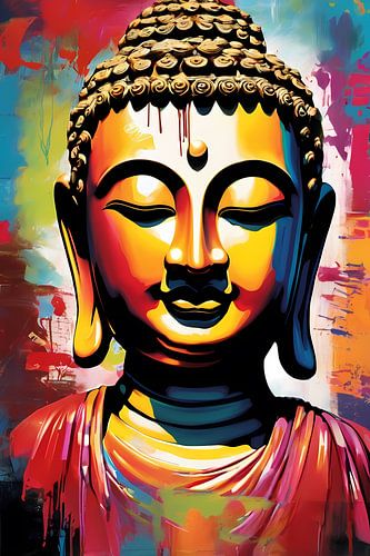 Kleurrijk Boeddha pop-art portret