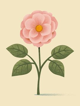 Damascene rose, botanical illustration in minimalist style by Eduard Broekhuijsen
