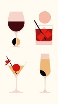 Bar à boissons moderne : Art abstrait du vin et des cocktails