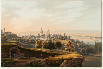 Uitzicht op de stad Mainz en omgeving, Johann Ludwig Bleuler