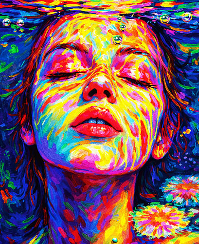 Underwater Dreamer – Neon Color Portrait
