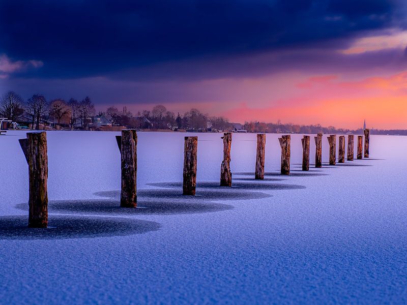 Wooden Poles in Ice by Dieta Kranenburg