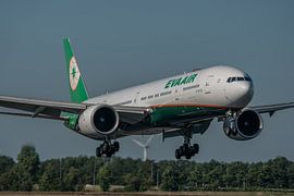 Boeing 777-300 of the Taiwanese airline EVA AIR just before landing on Schiphol's Polder Runway by Jaap van den Berg