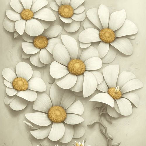 Ethereal Madelief Bloemen Wanddecoratie