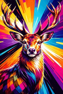 Strahlender Hirsch – Farbenfrohes Pop-Art-Hirschporträt