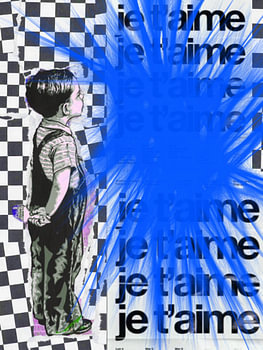 Banksy - Hommage - Je'taime - Blauw