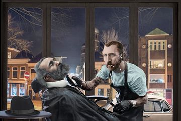 Vincent van Gogh geeft Jozef Israëls een scheerbeurt