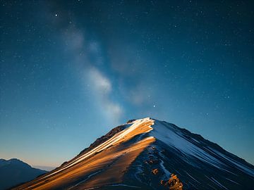 Magische nacht boven een besneeuwd bergmassief van ButterflyPix