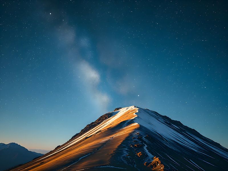 Magical night over a snow-covered mountain massif by ButterflyPix